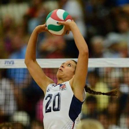 Jenna Hagglund-Wagner in Team USA jersey, serving